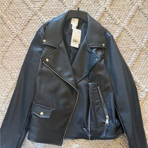 H&M Black Leather Moto Jacket